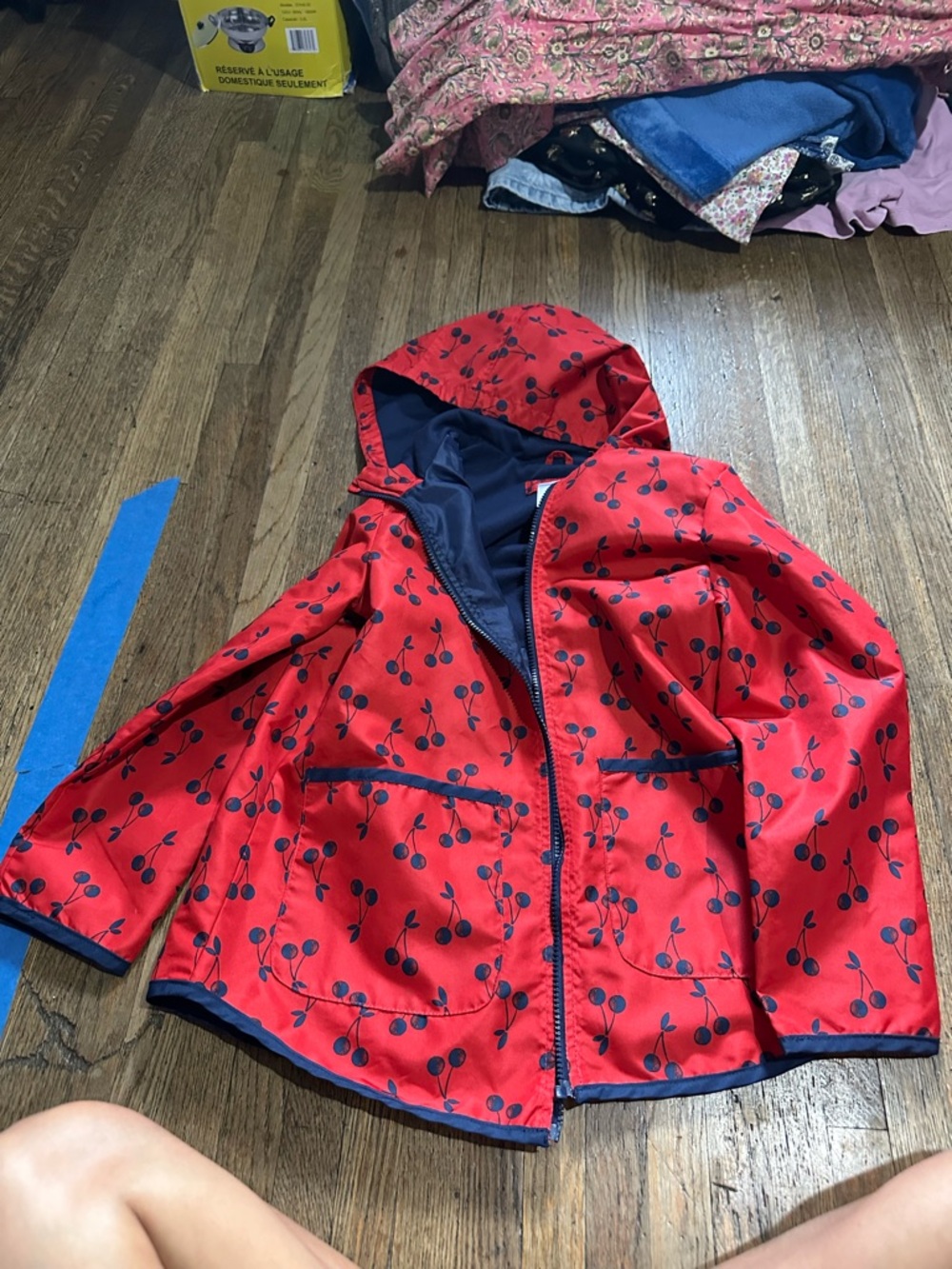 Simple joys kids Cherry-Print Hooded Rain Jacket - Red